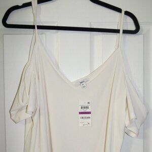 NWT bar III Womens Size XXLarge Off White Cold Shoulder Lightweight Knit Top